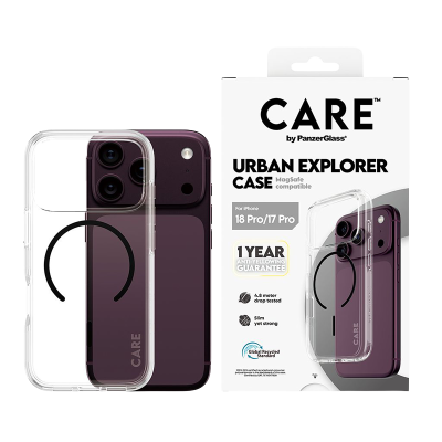 PanzerGlass CARE Urban Explorer Case with Black MagSafe iPhone 18 Pro - Clear