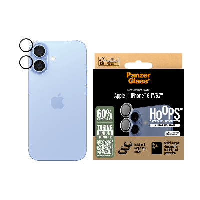 حماية كاميرا بانزر جلاس هوبس حلقات منفصلة ايفون 16 و ايفون 16 بلس - شفاف