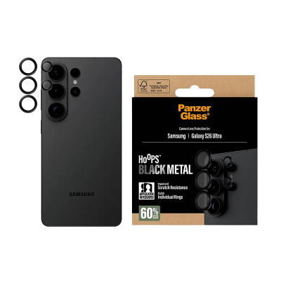 حماية كاميرا بانزر جلاس Hoops منفصلة إطار أسود سامسونج جالاكسي إس 26 الترا - شفاف