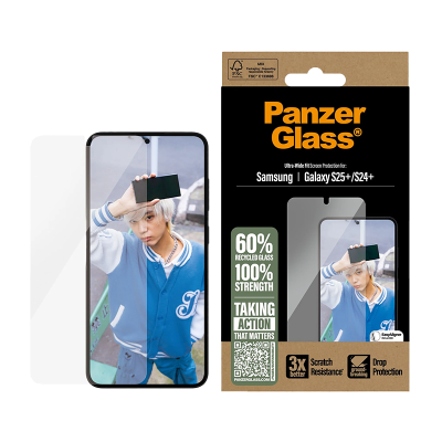 PanzerGlass Screen Protector Ultra Wide Fit Samsung Galaxy S25 Plus - Clear