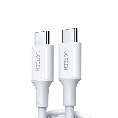 سلك شاحن يوجرين من USB-C إلى USB-C بطول 1 م - أبيض